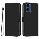 For Motorola Moto G24 Power 4G India Skin Feel Solid Color Leather Phone Case with Lanyard(Black) - 2