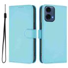 For Motorola Moto G24 Power 4G India Skin Feel Solid Color Leather Phone Case with Lanyard(Sky Blue) - 2