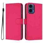 For Motorola Moto G24 Power 4G India Skin Feel Solid Color Leather Phone Case with Lanyard(Rose Red) - 2