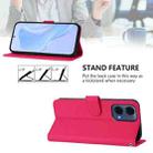 For Motorola Moto G24 Power 4G India Skin Feel Solid Color Leather Phone Case with Lanyard(Rose Red) - 3
