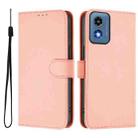 For Motorola Moto G Play 5G 2024 Global Skin Feel Solid Color Leather Phone Case with Lanyard(Pink) - 2