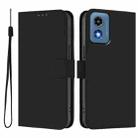 For Motorola Moto G Play 5G 2024 Global Skin Feel Solid Color Leather Phone Case with Lanyard(Black) - 2