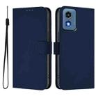 For Motorola Moto G Play 5G 2024 Global Skin Feel Solid Color Leather Phone Case with Lanyard(Navy Blue) - 2