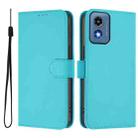 For Motorola Moto G Play 5G 2024 Global Skin Feel Solid Color Leather Phone Case with Lanyard(Lake Blue) - 2