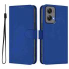 For Motorola Moto G Stylus 5G 2024 Skin Feel Solid Color Leather Phone Case with Lanyard(Dark Blue) - 2