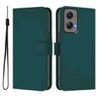 For Motorola Moto G Stylus 5G 2024 Skin Feel Solid Color Leather Phone Case with Lanyard(Dark Green) - 2