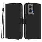 For Motorola Moto G Stylus 5G 2024 Skin Feel Solid Color Leather Phone Case with Lanyard(Black) - 2