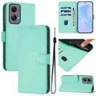For Motorola Moto G Stylus 5G 2024 Skin Feel Solid Color Leather Phone Case with Lanyard(Mint Green) - 1