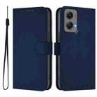 For Motorola Moto G Stylus 5G 2024 Skin Feel Solid Color Leather Phone Case with Lanyard(Navy Blue) - 2