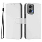 For Motorola Moto G Stylus 5G 2024 Skin Feel Solid Color Leather Phone Case with Lanyard(White) - 2