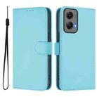 For Motorola Moto G Stylus 5G 2024 Skin Feel Solid Color Leather Phone Case with Lanyard(Sky Blue) - 2