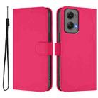 For Motorola Moto G Stylus 5G 2024 Skin Feel Solid Color Leather Phone Case with Lanyard(Rose Red) - 2