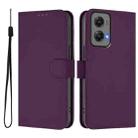 For Motorola Moto G Stylus 5G 2024 Skin Feel Solid Color Leather Phone Case with Lanyard(Violet) - 2