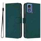 For Motorola Moto G Play 4G 2024 Global Skin Feel Solid Color Leather Phone Case with Lanyard(Dark Green) - 2