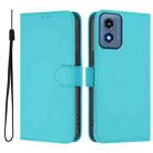 For Motorola Moto G Play 4G 2024 Global Skin Feel Solid Color Leather Phone Case with Lanyard(Lake Blue) - 2