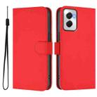 For Motorola Moto G Power 5G 2024 Skin Feel Solid Color Leather Phone Case with Lanyard(Red) - 2