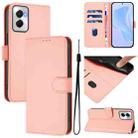 For Motorola Moto G Power 5G 2024 Skin Feel Solid Color Leather Phone Case with Lanyard(Pink) - 1