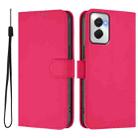 For Motorola Moto G Power 5G 2024 Skin Feel Solid Color Leather Phone Case with Lanyard(Rose Red) - 2