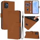For Motorola Moto G Power 5G Skin Feel Solid Color Leather Phone Case with Lanyard(Brown) - 1