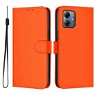 For Motorola Moto G14 4G Skin Feel Solid Color Leather Phone Case with Lanyard(Orange) - 2
