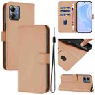 For Motorola Moto G14 4G Skin Feel Solid Color Leather Phone Case with Lanyard(Nude) - 1