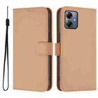 For Motorola Moto G14 4G Skin Feel Solid Color Leather Phone Case with Lanyard(Nude) - 2