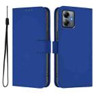 For Motorola Moto G14 4G Skin Feel Solid Color Leather Phone Case with Lanyard(Dark Blue) - 2