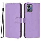 For Motorola Moto G14 4G Skin Feel Solid Color Leather Phone Case with Lanyard(Lavender Purple) - 2