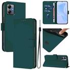 For Motorola Moto G14 4G Skin Feel Solid Color Leather Phone Case with Lanyard(Dark Green) - 1