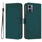 For Motorola Moto G14 4G Skin Feel Solid Color Leather Phone Case with Lanyard(Dark Green) - 2
