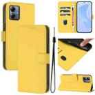 For Motorola Moto G14 4G Skin Feel Solid Color Leather Phone Case with Lanyard(Lemon Yellow) - 1
