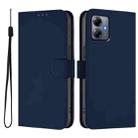 For Motorola Moto G14 4G Skin Feel Solid Color Leather Phone Case with Lanyard(Navy Blue) - 2