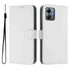 For Motorola Moto G14 4G Skin Feel Solid Color Leather Phone Case with Lanyard(White) - 2