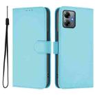 For Motorola Moto G14 4G Skin Feel Solid Color Leather Phone Case with Lanyard(Sky Blue) - 2