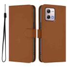 For Motorola Moto G Stylus 2023 4G Skin Feel Solid Color Leather Phone Case with Lanyard(Brown) - 2