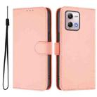 For Motorola Moto G Stylus 2023 4G Skin Feel Solid Color Leather Phone Case with Lanyard(Pink) - 2