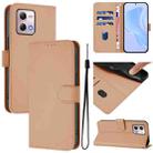 For Motorola Moto G Stylus 2023 4G Skin Feel Solid Color Leather Phone Case with Lanyard(Nude) - 1