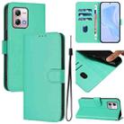 For Motorola Moto G Stylus 2023 4G Skin Feel Solid Color Leather Phone Case with Lanyard(Green) - 1