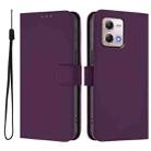 For Motorola Moto G Stylus 2023 4G Skin Feel Solid Color Leather Phone Case with Lanyard(Violet) - 2