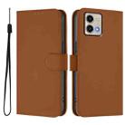 For Motorola Moto G Stylus 5G 2023 Skin Feel Solid Color Leather Phone Case with Lanyard(Brown) - 2