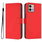 For Motorola Moto G Stylus 5G 2023 Skin Feel Solid Color Leather Phone Case with Lanyard(Red) - 2