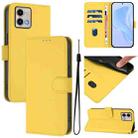 For Motorola Moto G Stylus 5G 2023 Skin Feel Solid Color Leather Phone Case with Lanyard(Lemon Yellow) - 1