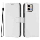 For Motorola Moto G Stylus 5G 2023 Skin Feel Solid Color Leather Phone Case with Lanyard(White) - 2