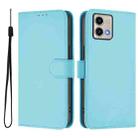 For Motorola Moto G Stylus 5G 2023 Skin Feel Solid Color Leather Phone Case with Lanyard(Sky Blue) - 2