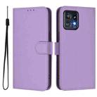 For Motorola Edge+ 2023 / Moto X40 Skin Feel Solid Color Leather Phone Case with Lanyard(Lavender Purple) - 2