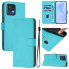 For Motorola Edge+ 2023 / Moto X40 Skin Feel Solid Color Leather Phone Case with Lanyard(Lake Blue) - 1