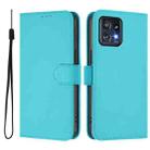 For Motorola Edge+ 2023 / Moto X40 Skin Feel Solid Color Leather Phone Case with Lanyard(Lake Blue) - 2