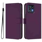 For Motorola Edge+ 2023 / Moto X40 Skin Feel Solid Color Leather Phone Case with Lanyard(Violet) - 2