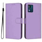For Motorola Moto E13 Skin Feel Solid Color Leather Phone Case with Lanyard(Lavender Purple) - 2