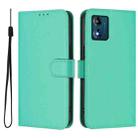 For Motorola Moto E13 Skin Feel Solid Color Leather Phone Case with Lanyard(Green) - 2